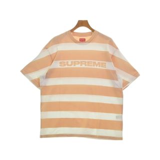 シュプリーム(Supreme)のSupreme Tシャツ・カットソー L オレンジ系x白(ボーダー) 【古着】【中古】(Tシャツ/カットソー(半袖/袖なし))