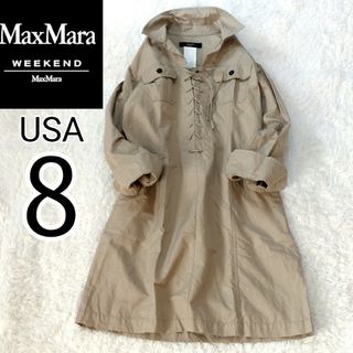 ウィークエンドマックスマーラ(Weekend Max Mara)のMaxMara マックスマーラ リネン混 レースアップ ワンピース USA 8(ひざ丈ワンピース)