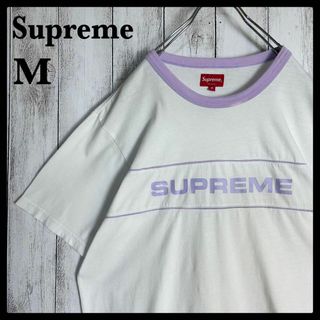 シュプリーム(Supreme)の【定番ホワイト】シュプリーム☆襟切り替えビッグロゴ入りTシャツ 入手困難(Tシャツ/カットソー(半袖/袖なし))