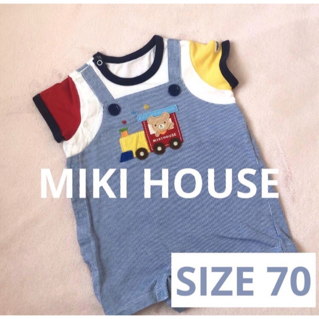 mikihouse(ミキハウス)のミキハウス★ショートオール 70 カバーオール ロンパース 男の子 キッズ/ベビー/マタニティのベビー服(~85cm)(カバーオール)の商品写真