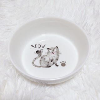 ❤️猫用ペットボウル 食器 フードボウル 陶器製 レンジOK お手入れ簡単(猫)