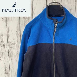 NAUTICA アメリカ古着 フリースジャケット フルジップ 刺繍 ロゴメンズ