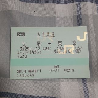 ジェイアール(JR)のムーンライトながらラストラン指定席券(鉄道)