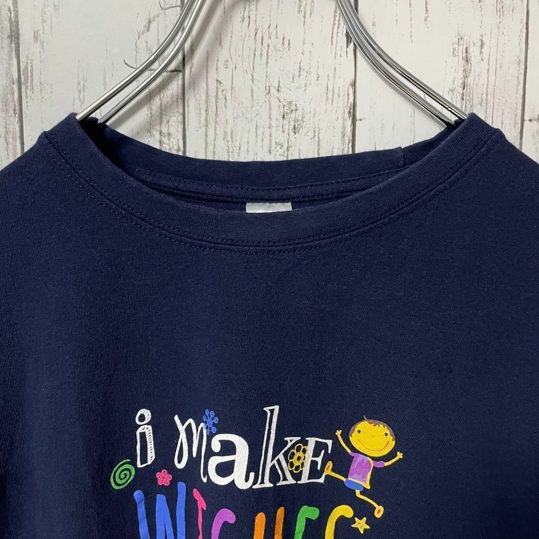 アメリカ古着 ビッグプリントMAKE WISHES Tシャツ 紺 メンズ メンズのトップス(Tシャツ/カットソー(半袖/袖なし))の商品写真