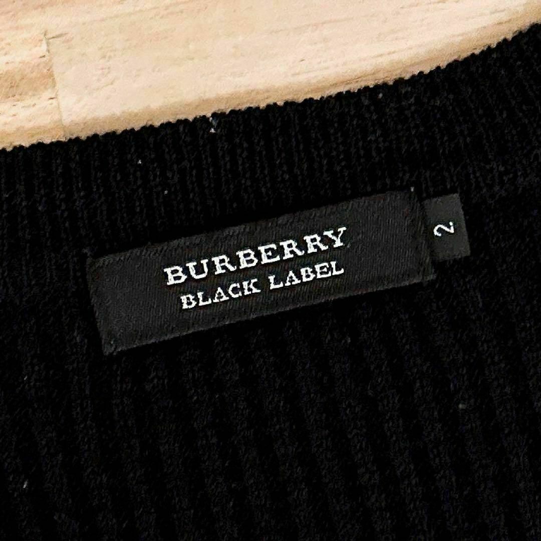 BURBERRY BLACK LABEL(バーバリーブラックレーベル)の【バーバリーブラックレーベル】チェック柄ショルダー ワッフル ニット セーター黒 メンズのトップス(ニット/セーター)の商品写真