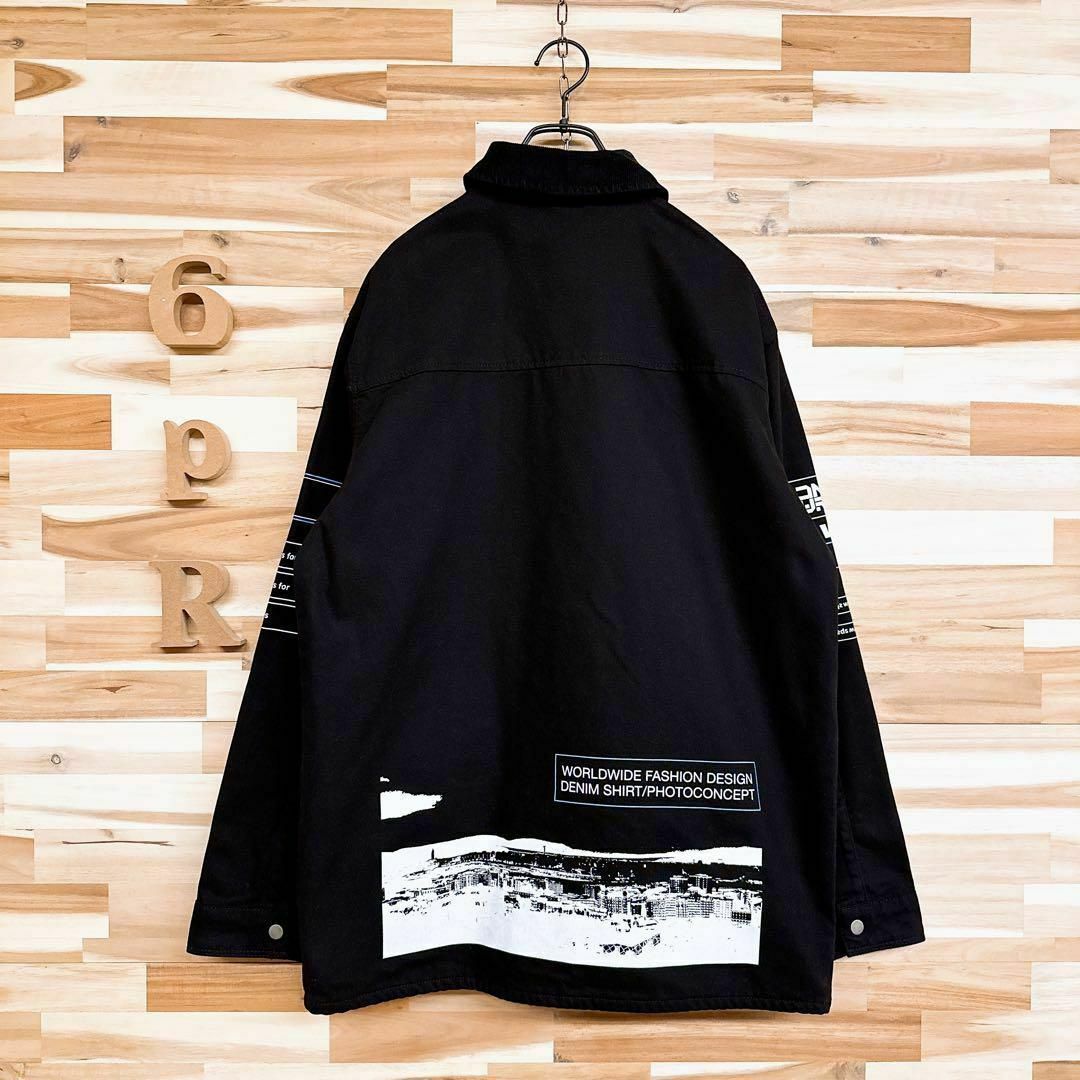ZARA(ザラ)の【ザラ】オーバーサイズ dnwr. プリント デザイン ジャケット M 黒×白 メンズのトップス(シャツ)の商品写真