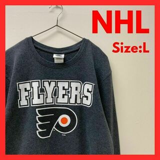 【美品】古着　NHL FLYERS ロンT　メンズ　グレー　L(Tシャツ/カットソー(七分/長袖))