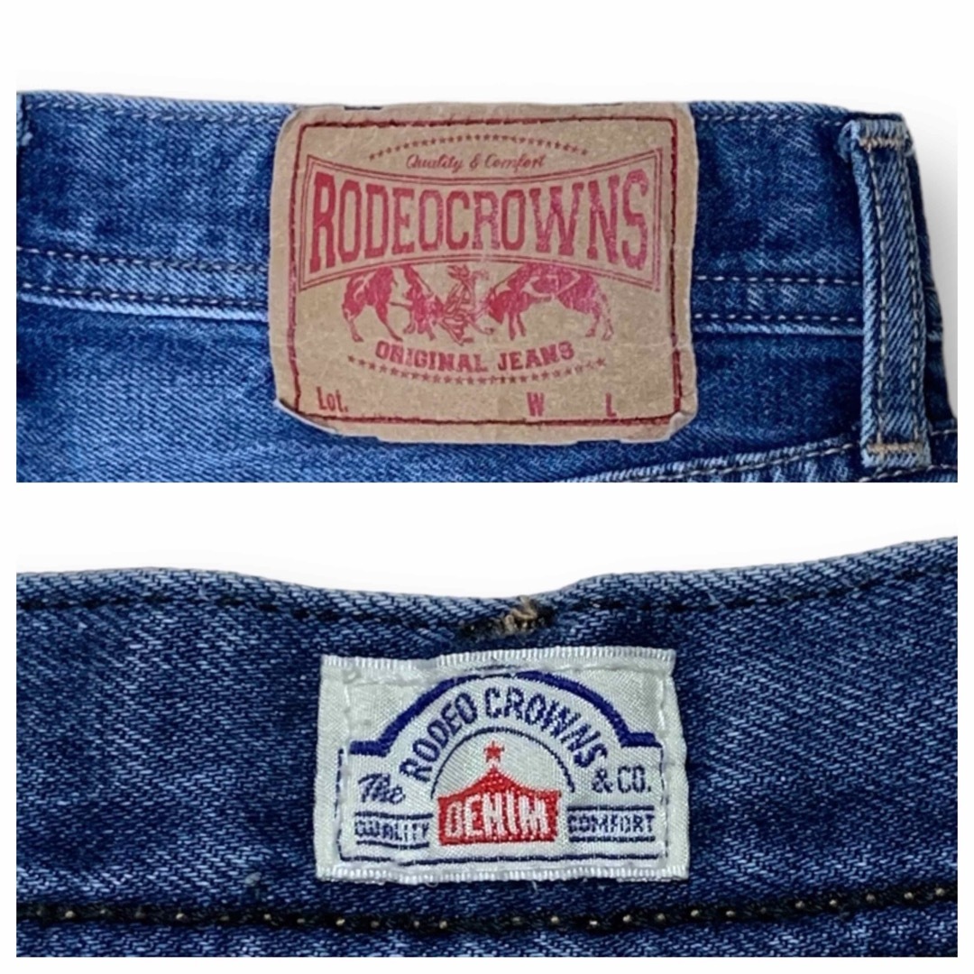 RODEO CROWNS(ロデオクラウンズ)のRODEO CROWNS ロデオクラウンズ ワイドデニム ダメージ加工 Mサイズ レディースのパンツ(デニム/ジーンズ)の商品写真