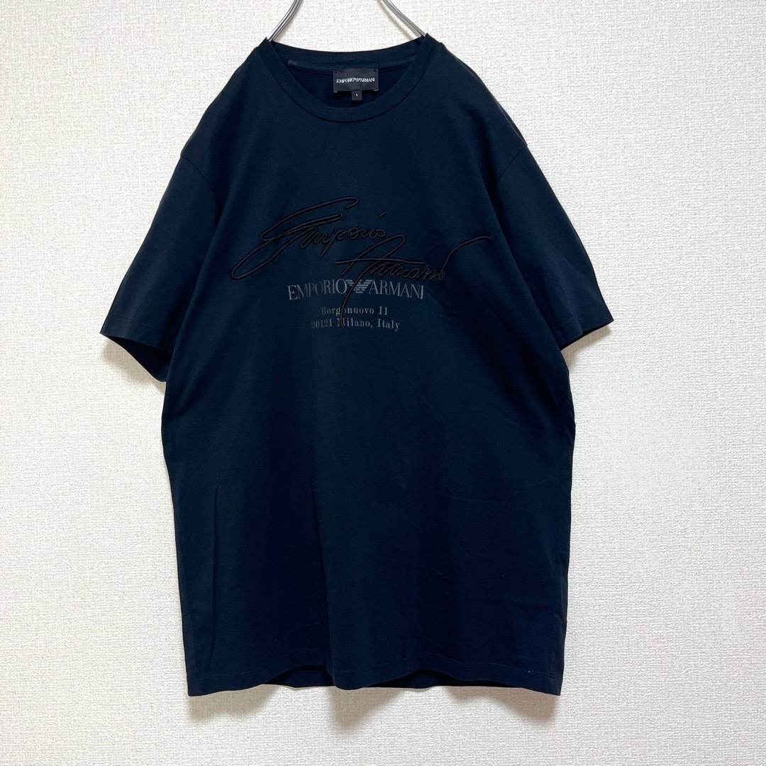 Emporio Armani(エンポリオアルマーニ)のEMPORIO ARMANI Tシャツ 半袖 ブラック でかロゴ 立体ロゴ L メンズのトップス(Tシャツ/カットソー(半袖/袖なし))の商品写真