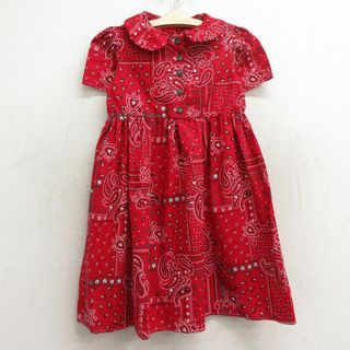 古着 半袖 ワンピース キッズ ガールズ 子供服 ペイズリー柄 赤他 レッド 24apr13(その他)