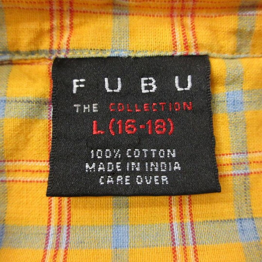 古着 フブ FUBU 半袖 シャツ キッズ ボーイズ 子供服 ワンポイントロゴ コットン 黄他 イエロー チェック 24apr13 キッズ/ベビー/マタニティのベビー服(~85cm)(その他)の商品写真