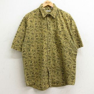 XL★古着 ビューグルボーイ 半袖 シャツ メンズ 00年代 00s 花柄 コットン ベージュ系 カーキ 24apr13 中古 トップス(シャツ)