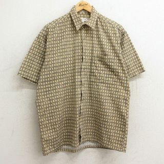 ピエールカルダン(pierre cardin)のL★古着 ピエールカルダン pierre cardin 半袖 シャツ メンズ 90年代 90s 総柄 コットン 薄ベージュ他 カーキ 24apr13 中古 トップス(シャツ)