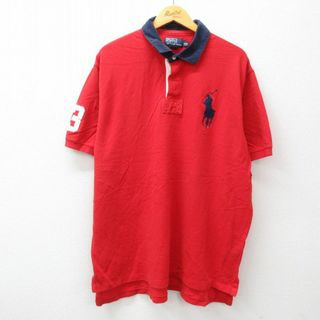 ラルフローレン(Ralph Lauren)のXL★古着 ラルフローレン Ralph Lauren 半袖 ブランド ラガー シャツ メンズ ビッグポニー 大きいサイズ コットン 鹿の子 赤他 レッド 24apr13 中古 トップス(シャツ)