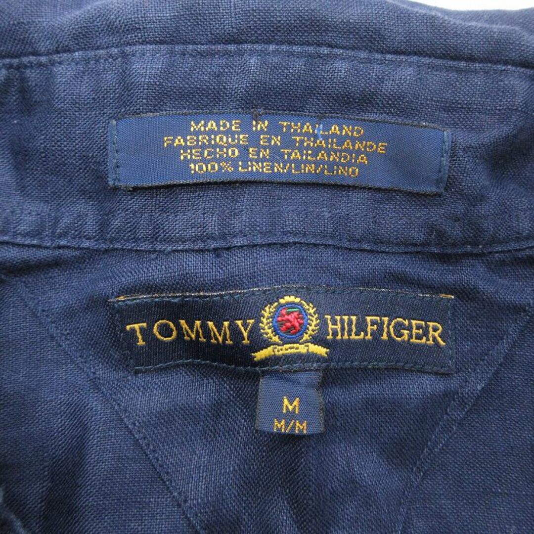 TOMMY HILFIGER(トミーヒルフィガー)のXL★古着 トミーヒルフィガー TOMMY HILFIGER 半袖 ブランド シャツ メンズ ワンポイントロゴ コットン ボタンダウン 紺 ネイビー 24apr13 中古 トップス メンズのトップス(シャツ)の商品写真