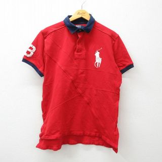 ラルフローレン(Ralph Lauren)のL★古着 ラルフローレン Ralph Lauren 半袖 ブランド ラガー シャツ メンズ ビッグポニー コットン 鹿の子 赤他 レッド 24apr13 中古 トップス(シャツ)