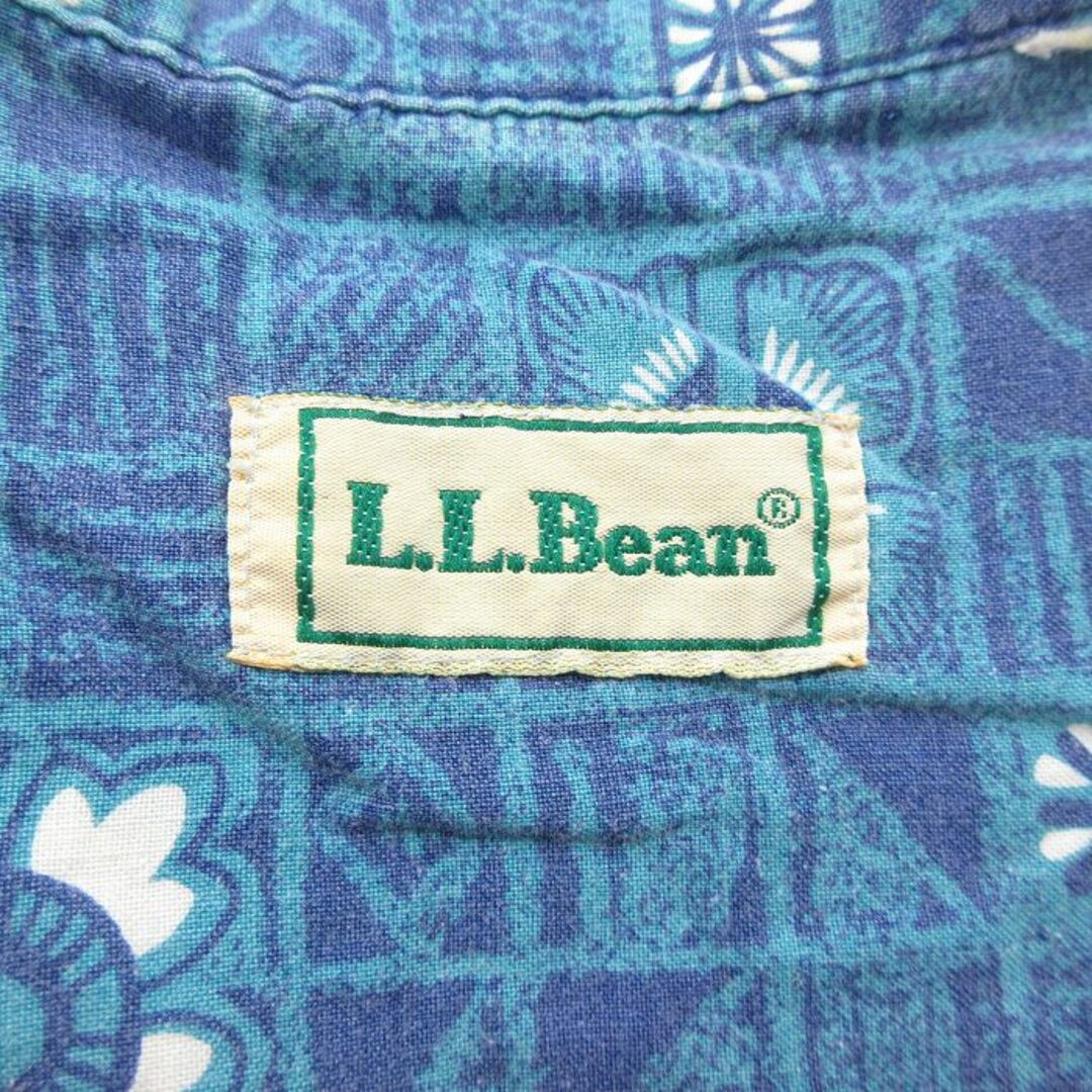 L.L.Bean(エルエルビーン)のXL★古着 エルエルビーン LLBEAN 半袖 シャツ メンズ 90年代 90s 総柄 開襟 オープンカラー 青 ブルー 24apr13 中古 トップス メンズのトップス(シャツ)の商品写真