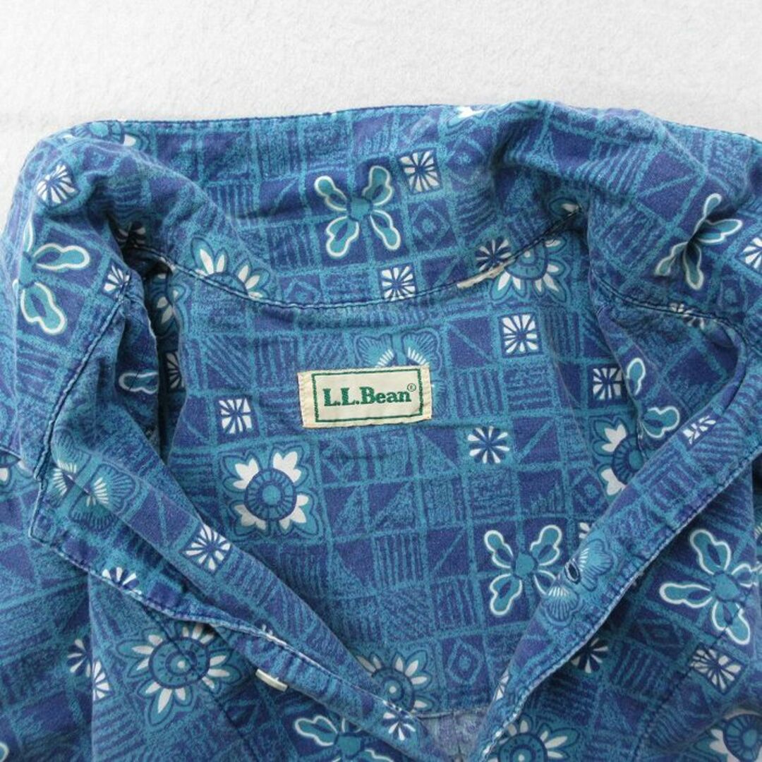 L.L.Bean(エルエルビーン)のXL★古着 エルエルビーン LLBEAN 半袖 シャツ メンズ 90年代 90s 総柄 開襟 オープンカラー 青 ブルー 24apr13 中古 トップス メンズのトップス(シャツ)の商品写真