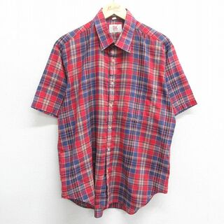 XL★古着 半袖 シャツ メンズ 00年代 00s 赤他 レッド チェック 24apr13 中古 トップス(シャツ)