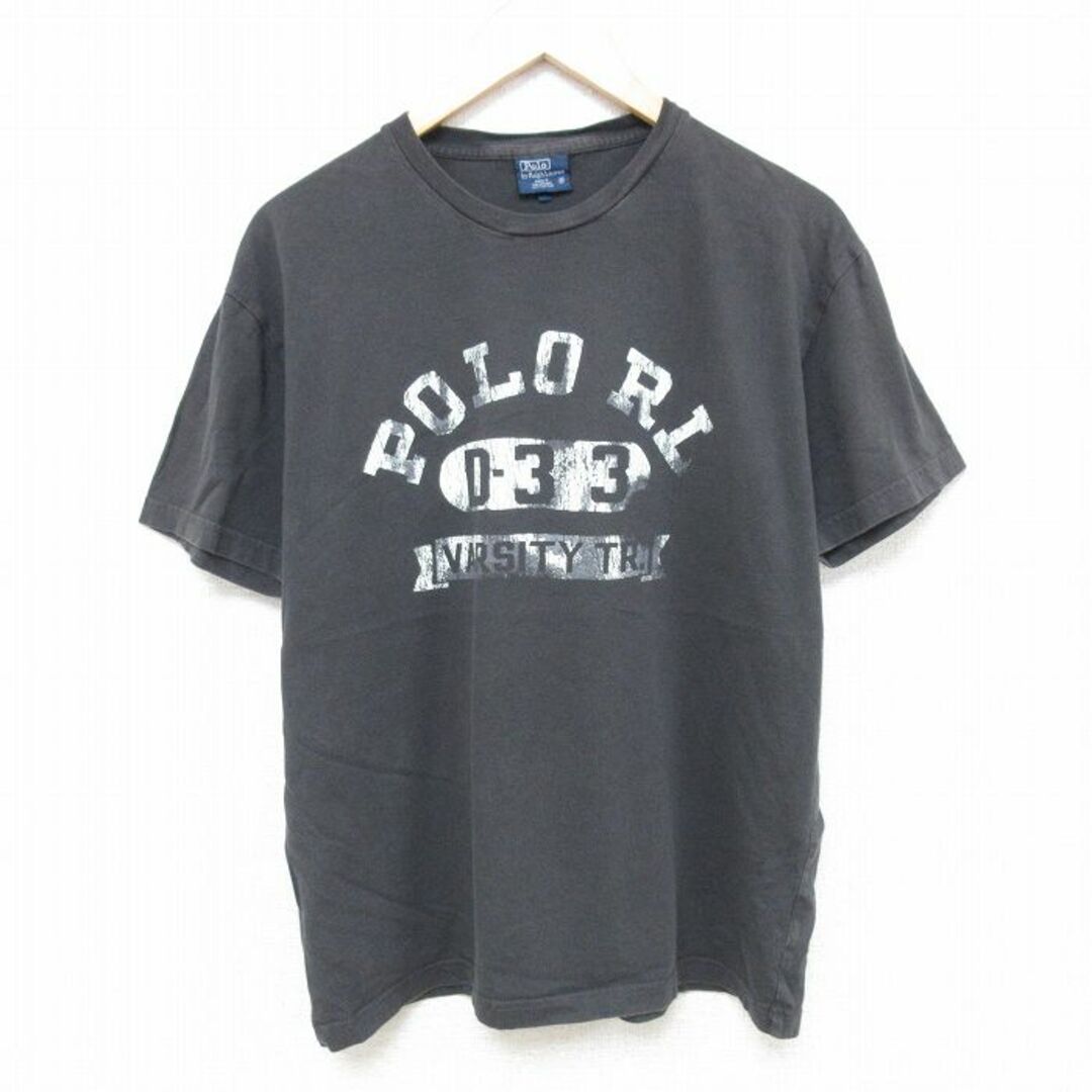 Ralph Lauren(ラルフローレン)のL★古着 ラルフローレン Ralph Lauren 半袖 ブランド Tシャツ メンズ 90年代 90s ビッグロゴ コットン クルーネック 濃グレー 24apr13 中古 メンズのトップス(Tシャツ/カットソー(半袖/袖なし))の商品写真