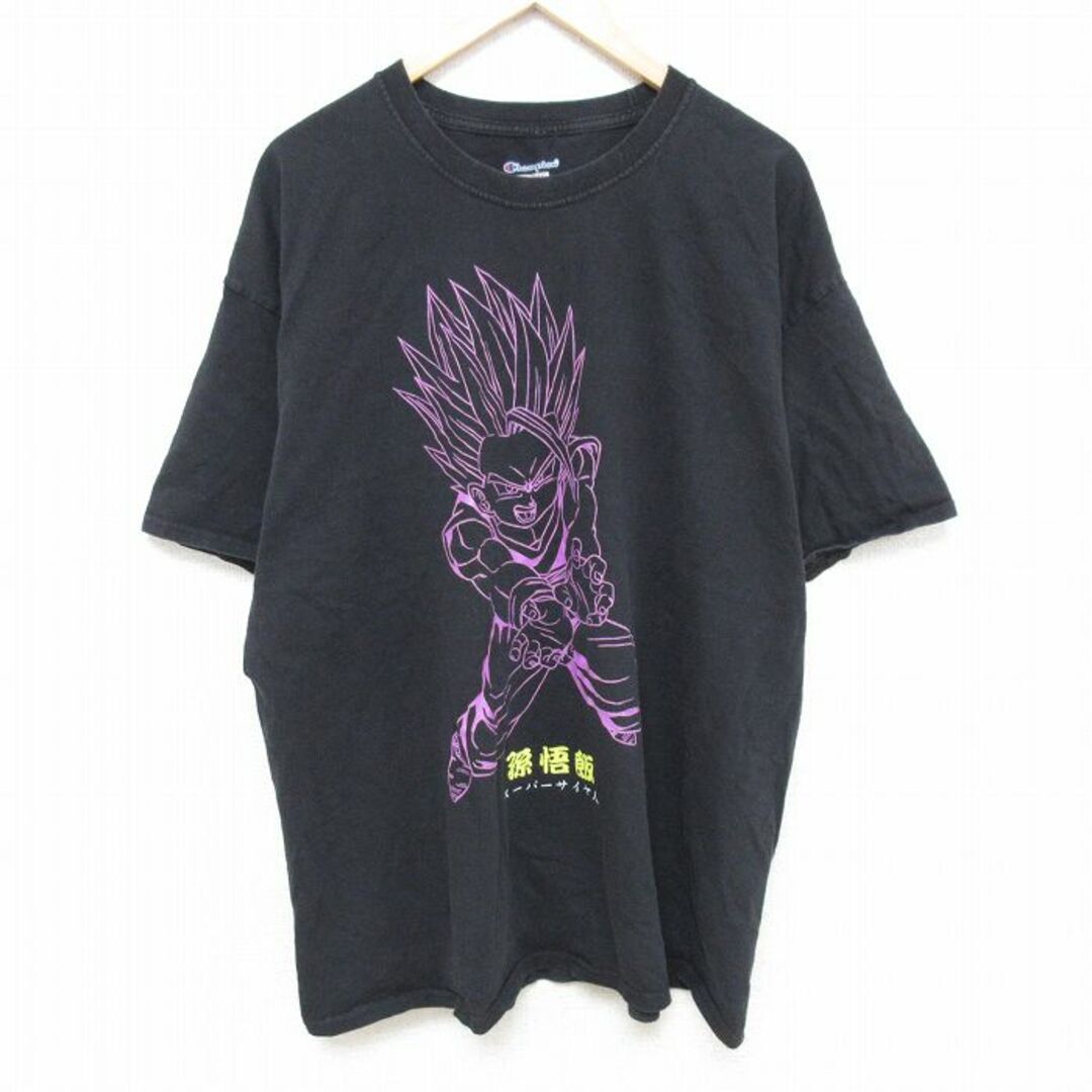 Champion(チャンピオン)のXL★古着 チャンピオン Champion 半袖 ブランド Tシャツ メンズ アニメ ドラゴンボールZ 孫悟飯 大きいサイズ クルーネック 黒 ブラック 【spe】 24apr13 中古 メンズのトップス(Tシャツ/カットソー(半袖/袖なし))の商品写真