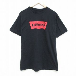 リーバイス(Levi's)のL★古着 リーバイス Levis 半袖 ブランド Tシャツ メンズ ビッグロゴ コットン クルーネック 黒 ブラック 24apr13 中古(Tシャツ/カットソー(半袖/袖なし))