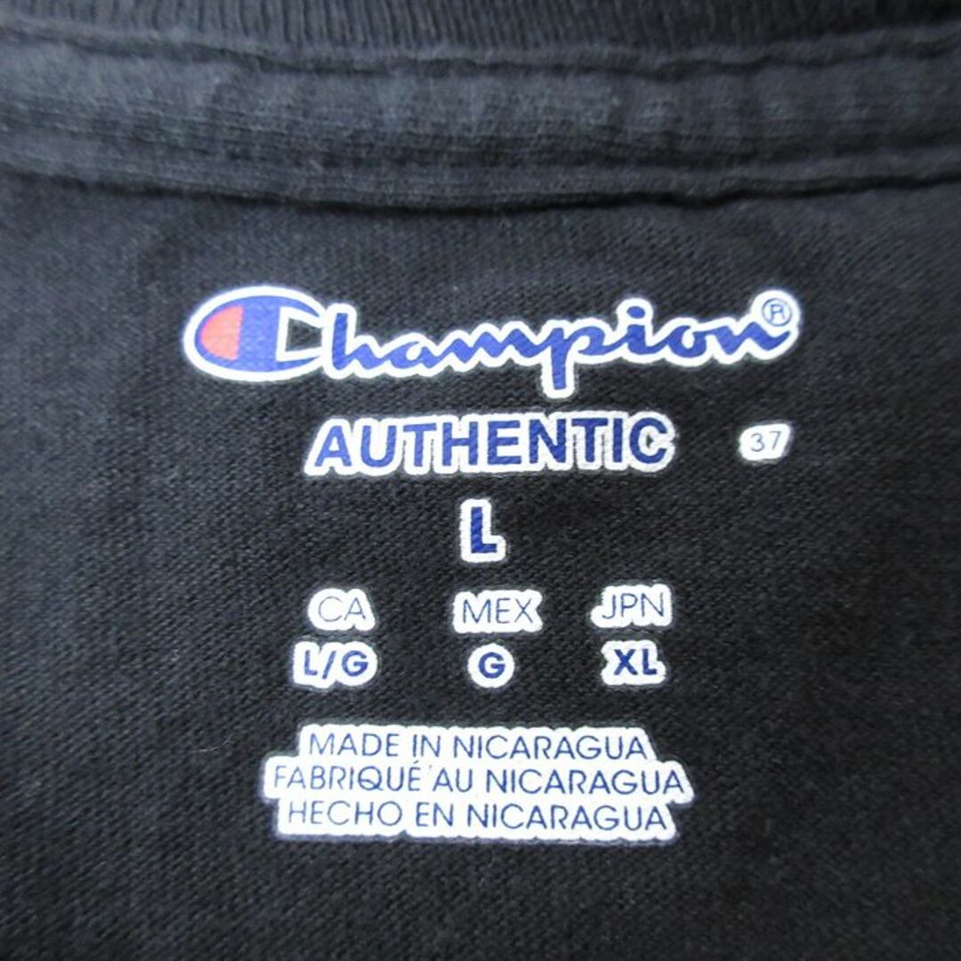 Champion(チャンピオン)のL★古着 チャンピオン Champion 半袖 ブランド Tシャツ メンズ セントジョセフズ 大学 クルーネック 黒 ブラック 24apr13 中古 メンズのトップス(Tシャツ/カットソー(半袖/袖なし))の商品写真