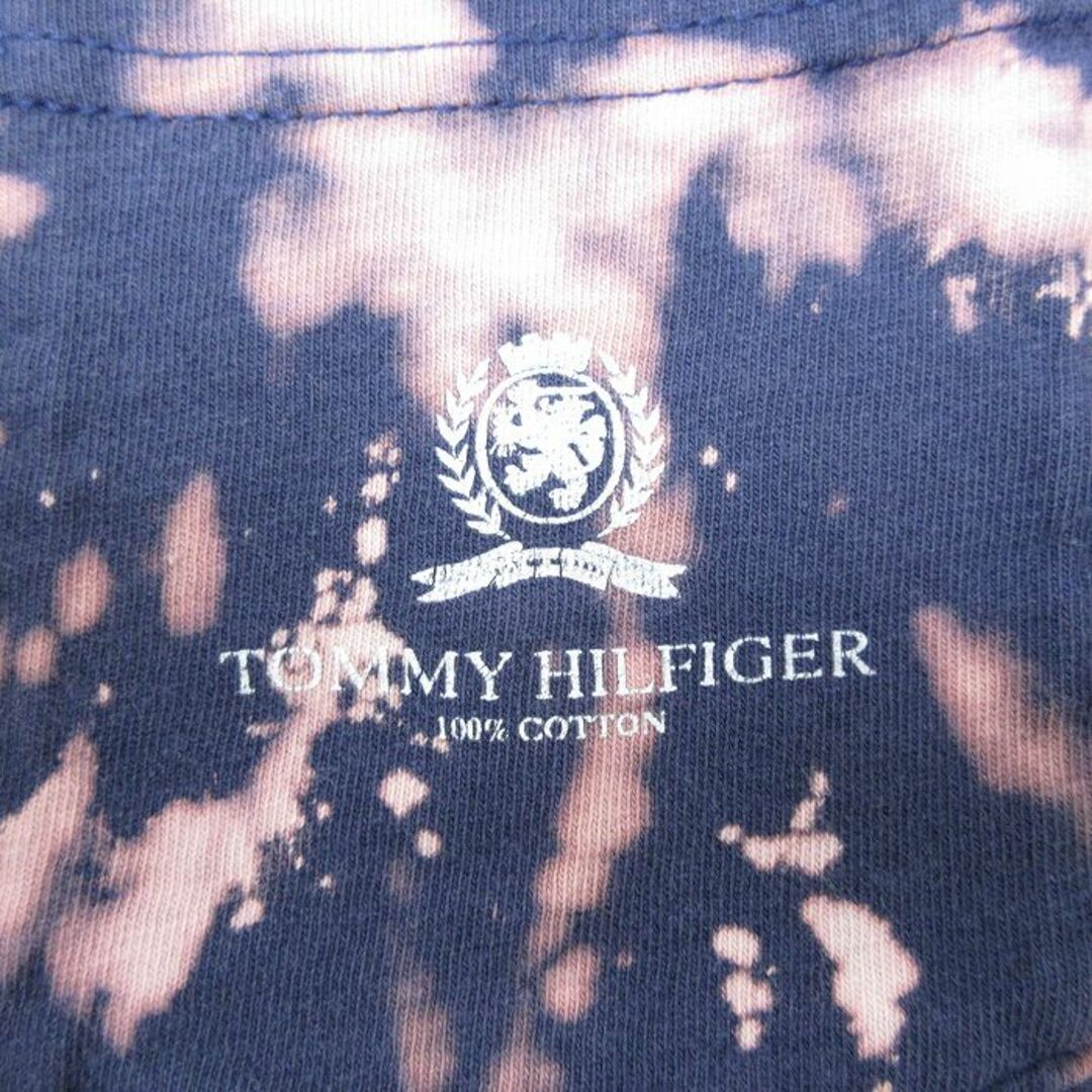 TOMMY HILFIGER(トミーヒルフィガー)のXL★古着 トミーヒルフィガー TOMMY HILFIGER 半袖 ブランド Tシャツ メンズ 90年代 90s ワンポイントロゴ 胸ポケット付き 大きいサイズ コットン クルーネック 紺他 ネイビー ブリーチ加工 24apr13 中古 メンズのトップス(Tシャツ/カットソー(半袖/袖なし))の商品写真