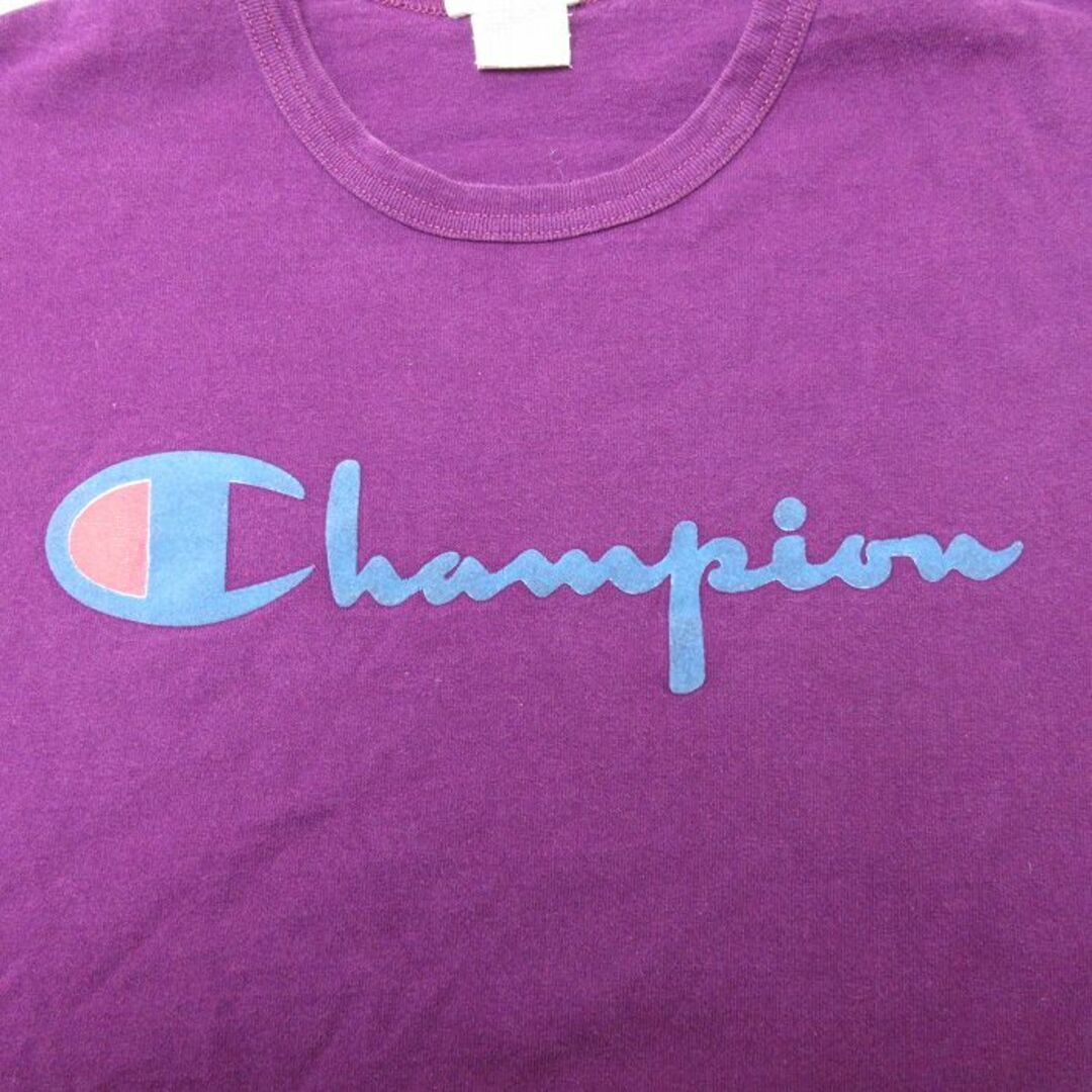 Champion(チャンピオン)のXL★古着 チャンピオン Champion 半袖 ブランド Tシャツ メンズ ビッグロゴ コットン クルーネック 紫 パープル 24apr13 中古 メンズのトップス(Tシャツ/カットソー(半袖/袖なし))の商品写真