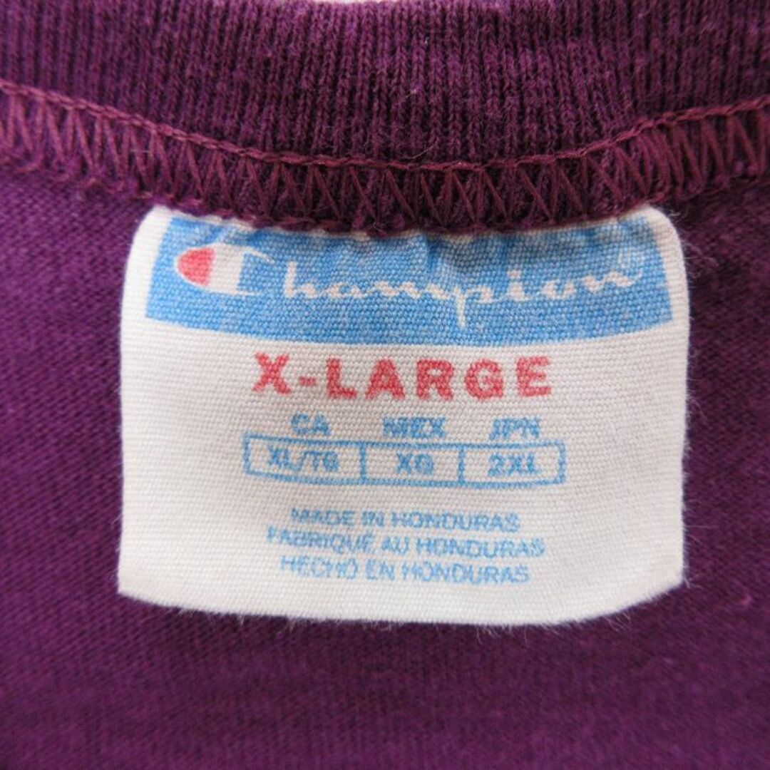 Champion(チャンピオン)のXL★古着 チャンピオン Champion 半袖 ブランド Tシャツ メンズ ビッグロゴ コットン クルーネック 紫 パープル 24apr13 中古 メンズのトップス(Tシャツ/カットソー(半袖/袖なし))の商品写真