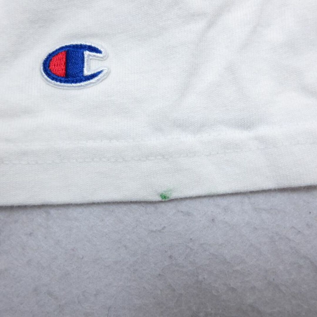 Champion(チャンピオン)のXL★古着 チャンピオン Champion 半袖 ブランド Tシャツ メンズ ワンポイントロゴ 総柄 コットン クルーネック 白 ホワイト 24apr13 中古 メンズのトップス(Tシャツ/カットソー(半袖/袖なし))の商品写真