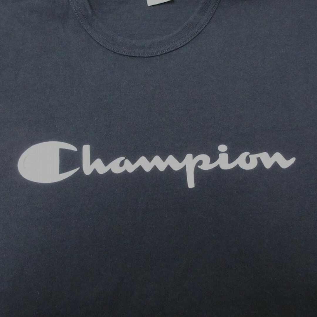 Champion(チャンピオン)のL★古着 チャンピオン Champion 半袖 ブランド Tシャツ メンズ ビッグロゴ コットン クルーネック 黒 ブラック 24apr13 中古 メンズのトップス(Tシャツ/カットソー(半袖/袖なし))の商品写真