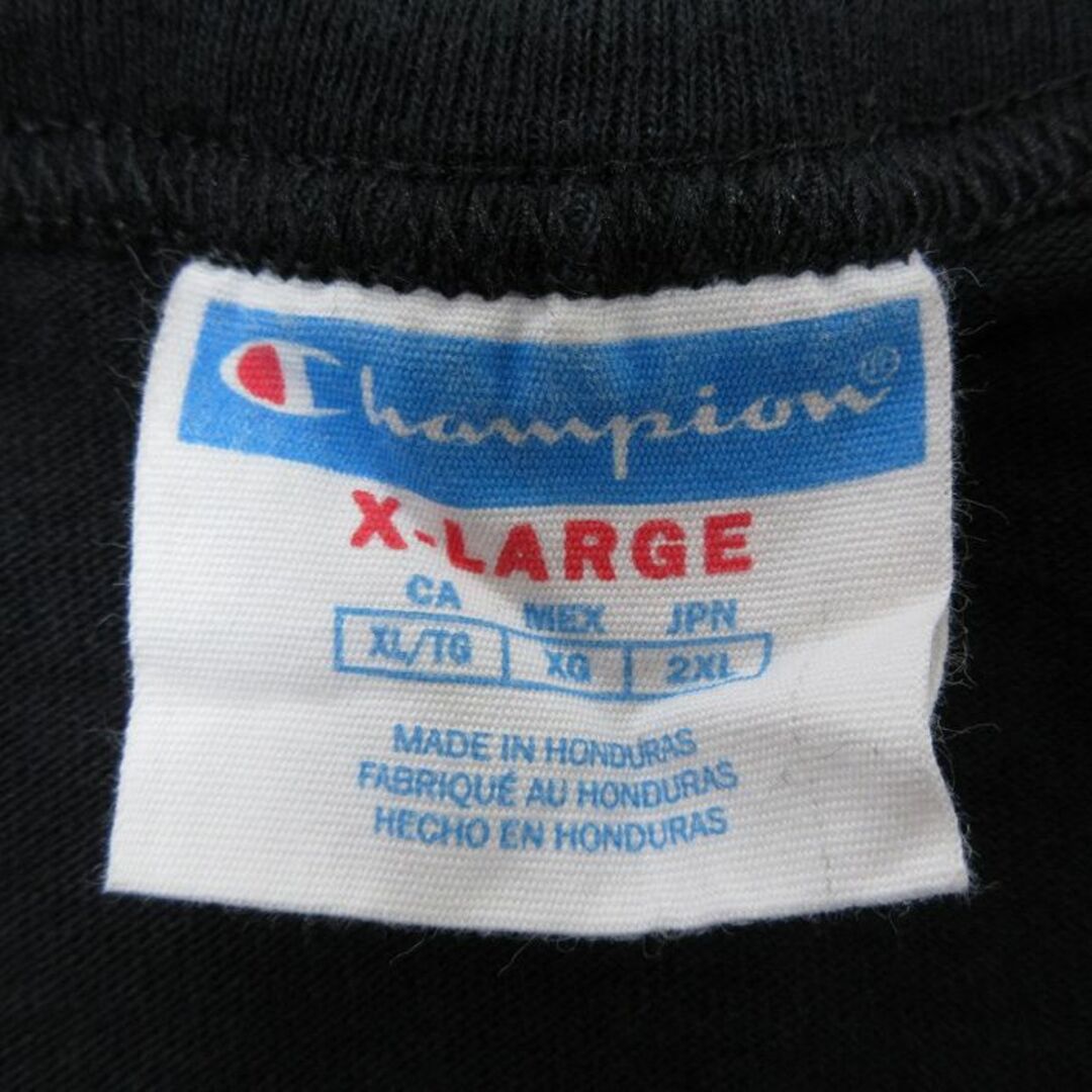 Champion(チャンピオン)のL★古着 チャンピオン Champion 半袖 ブランド Tシャツ メンズ ビッグロゴ コットン クルーネック 黒 ブラック 24apr13 中古 メンズのトップス(Tシャツ/カットソー(半袖/袖なし))の商品写真