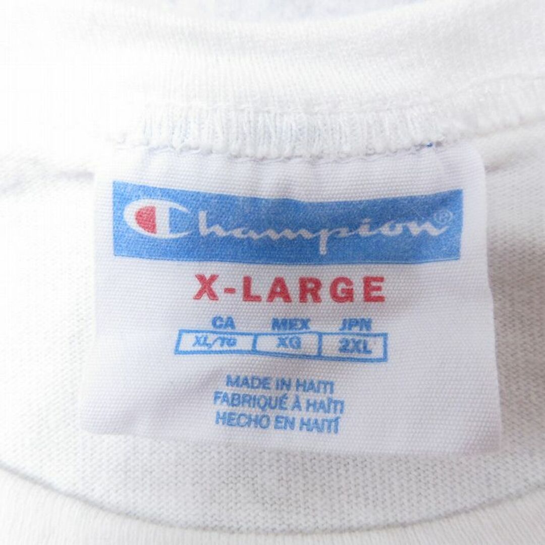 Champion(チャンピオン)のXL★古着 チャンピオン Champion 半袖 ブランド Tシャツ メンズ ワンポイントロゴ コットン クルーネック 白 ホワイト 24apr13 中古 メンズのトップス(Tシャツ/カットソー(半袖/袖なし))の商品写真