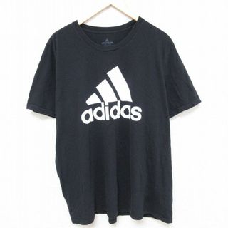 アディダス(adidas)のXL★古着 アディダス adidas 半袖 ブランド Tシャツ メンズ ビッグロゴ 大きいサイズ クルーネック 黒 ブラック 24apr13 中古(Tシャツ/カットソー(半袖/袖なし))