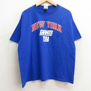 XL★古着 半袖 ビンテージ Tシャツ メンズ 00年代 00s MLB ニューヨークジャイアンツ コットン クルーネック 青 ブルー アメフト スーパーボウル 24apr13 中古(Tシャツ/カットソー(半袖/袖なし))