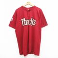 XL★古着 マジェスティック 半袖 ビンテージ Tシャツ メンズ 00年代 00s MLB アリゾナダイヤモンドバックス 大きいサイズ ヘンリーネック エンジ メジャーリーグ ベースボール 野球 24apr13 中古