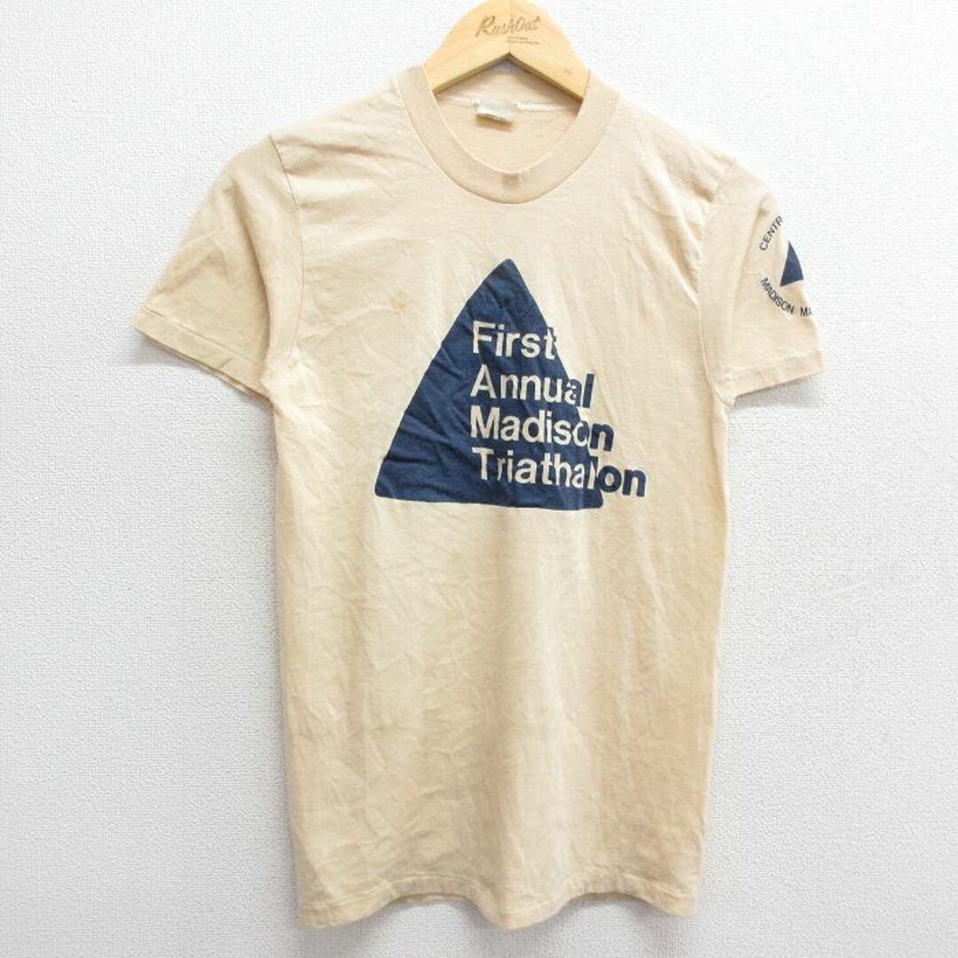 XL★古着 半袖 ビンテージ Tシャツ メンズ 80年代 80s First クルーネック ベージュ カーキ 24apr13 中古 メンズのトップス(Tシャツ/カットソー(半袖/袖なし))の商品写真