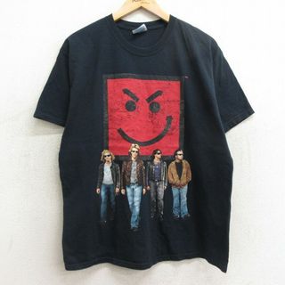 ヘインズ(Hanes)のL★古着 ヘインズ Hanes 半袖 ビンテージ ロック バンド Tシャツ メンズ 00年代 00s ボンジョビ ボンジョヴィ コットン クルーネック 黒 ブラック 【spe】 24apr13 中古(Tシャツ/カットソー(半袖/袖なし))