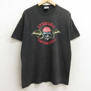 ヘインズ(Hanes)のL★古着 ヘインズ Hanes 半袖 ビンテージ ロック バンド Tシャツ メンズ 00年代 00s アベンジドセブンフォールド アヴェンジドセヴンフォールド コットン クルーネック 黒 ブラック 24apr13 中古(Tシャツ/カットソー(半袖/袖なし))