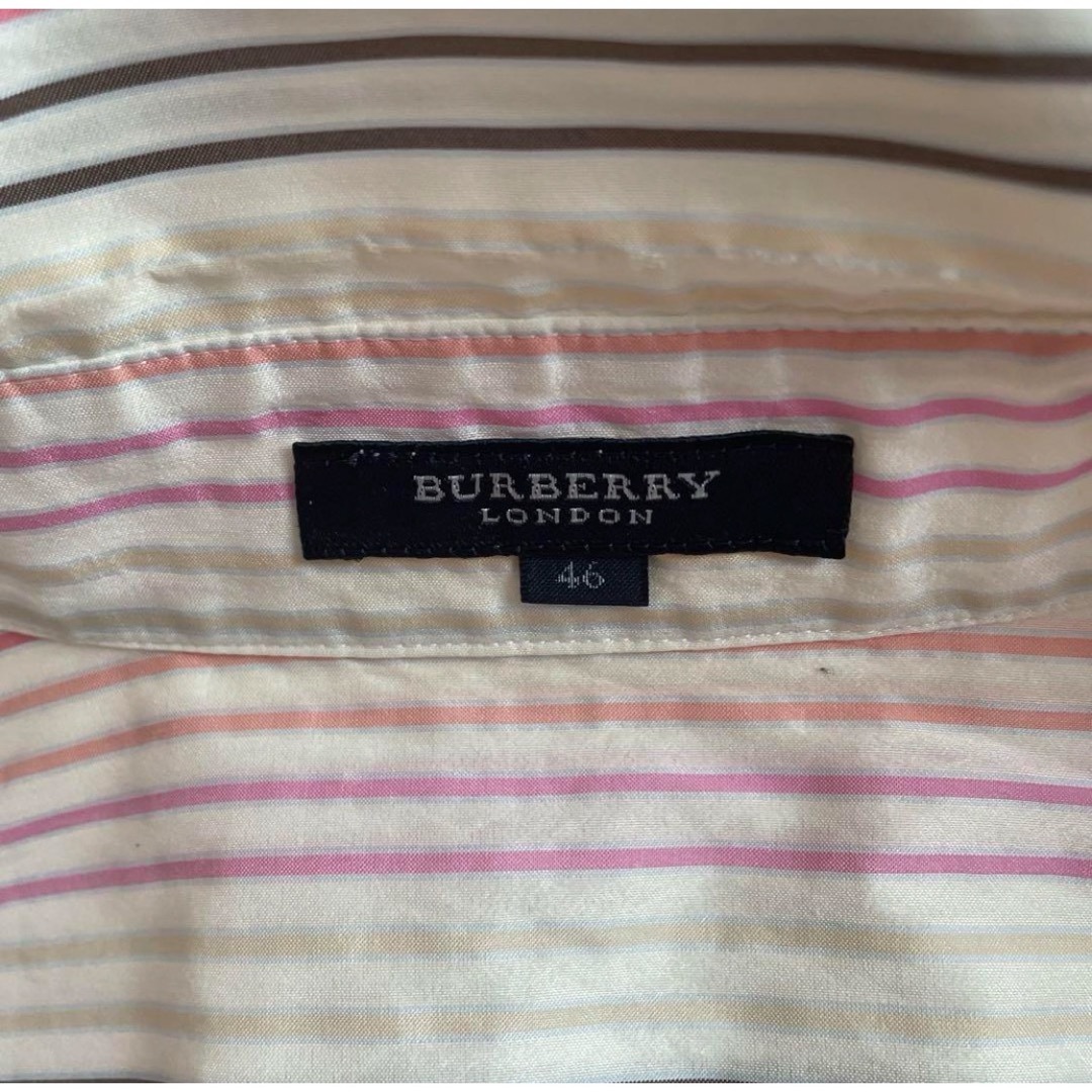 BURBERRY(バーバリー)のBURBERRY LONDON ストライプ　七分袖シャツ　ギャザー　シルク混 レディースのトップス(シャツ/ブラウス(長袖/七分))の商品写真