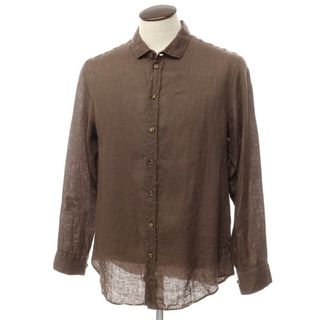 【中古】アルマーニ コレッツォーニ ARMANI COLLEZIONI リネン カジュアルシャツ ブラウン【サイズL】【メンズ】