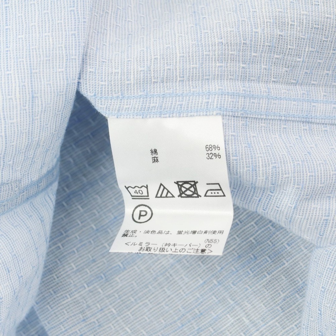 【中古】アクアスキュータム Aquascutum コットンリネン 半袖シャツ ライトブルーxホワイト【サイズL】【メンズ】 メンズのトップス(シャツ)の商品写真