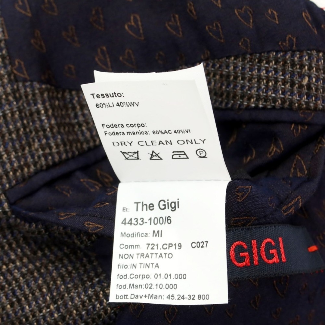 【中古】ザ ジジ THE GIGI リネンウール テーラードジャケット ダークブラウンxネイビーブルー系【サイズ46】【メンズ】 メンズのジャケット/アウター(テーラードジャケット)の商品写真