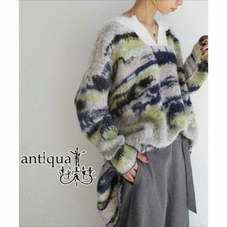 アンティカ(antiqua)のantiqua キーネックモヘアニット アンティカ UA-00016(ニット/セーター)