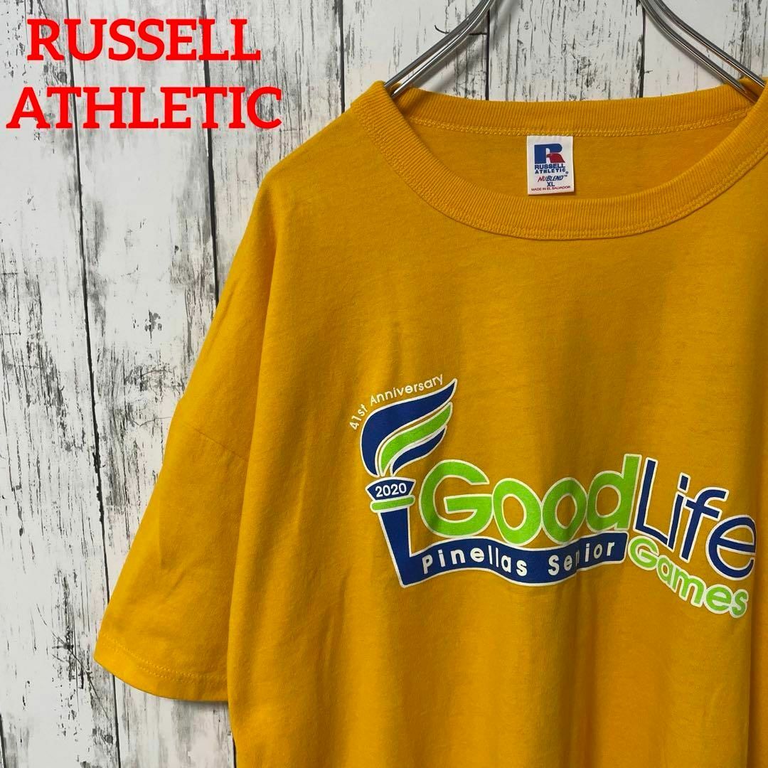 Russell Athletic(ラッセルアスレティック)のラッセルアスレティック USA古着 ビッグプリントTシャツ XL 黄 メンズ メンズのトップス(Tシャツ/カットソー(半袖/袖なし))の商品写真