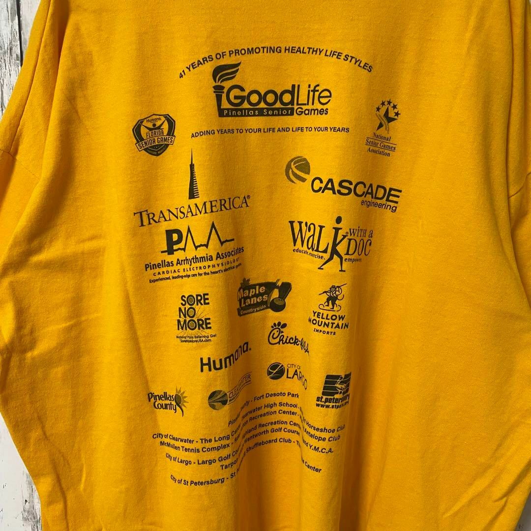 Russell Athletic(ラッセルアスレティック)のラッセルアスレティック USA古着 ビッグプリントTシャツ XL 黄 メンズ メンズのトップス(Tシャツ/カットソー(半袖/袖なし))の商品写真