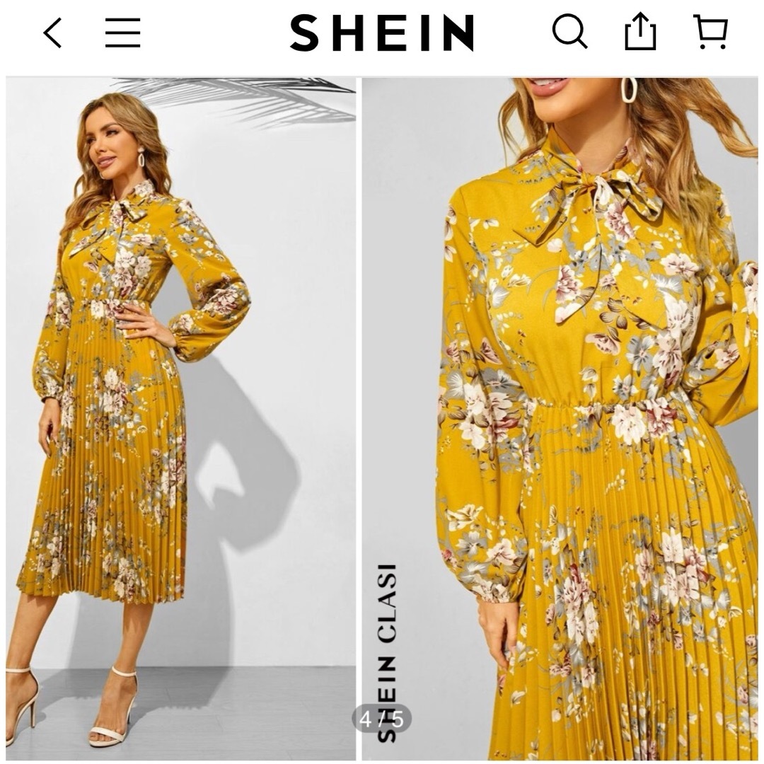 SHEIN(シーイン)のSHEIN ロングワンピース　XS 花柄 レディースのワンピース(ロングワンピース/マキシワンピース)の商品写真