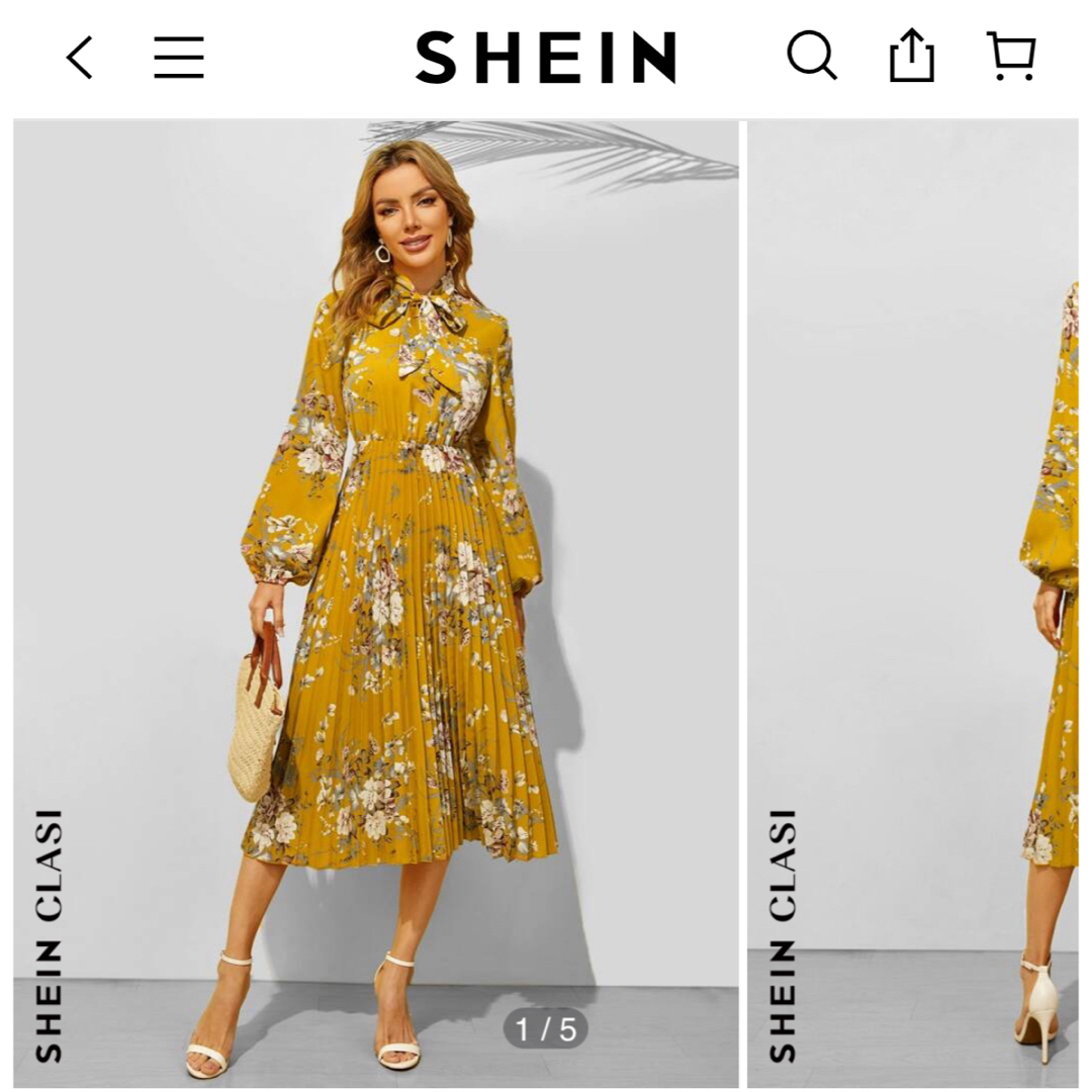 SHEIN(シーイン)のSHEIN ロングワンピース　XS 花柄 レディースのワンピース(ロングワンピース/マキシワンピース)の商品写真