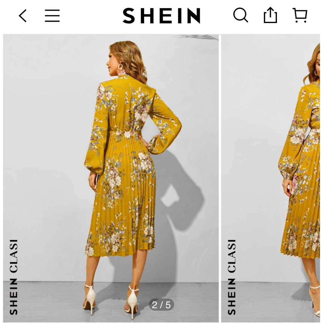 SHEIN(シーイン)のSHEIN ロングワンピース　XS 花柄 レディースのワンピース(ロングワンピース/マキシワンピース)の商品写真